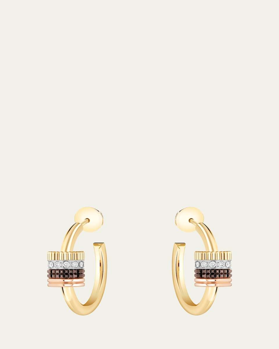 Quatre Classique 18K Tricolor Gold Earrings with Brown PVD and Diamonds